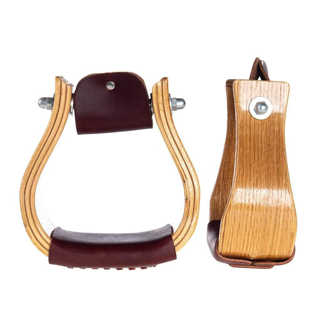 NRS 3in Oak Wood Bell Stirrups 1 NRS 3in Oak Wood Bell Stirrups