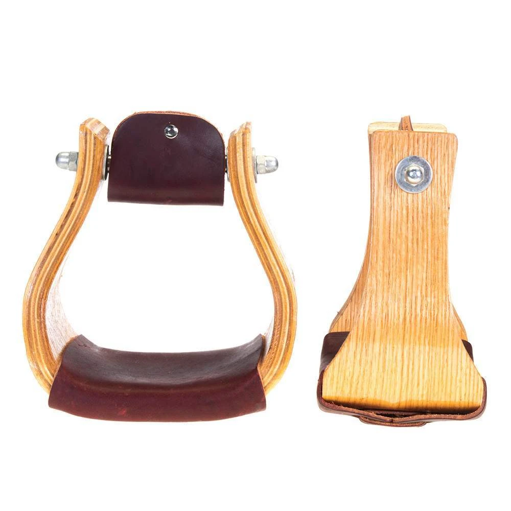 NRS 4in Oak Wood Bell Stirrups 1 NRS 4in Oak Wood Bell Stirrups