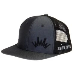 Best Ever Pads Saddle Charcoal Herringbone Black Embroidered Logo Mesh Back Trucker Cap