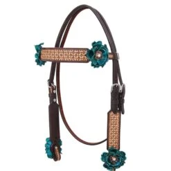 Circle Y Saddlery NRS Exclusive Vintage Turquoise Flower Browband Headstall
