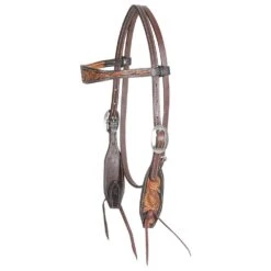 Martin Saddlery Floral Tooled Dyed Edged Browband Headstall