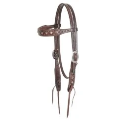 Martin Saddlery Chocolate Skirting Browband Headstall W/Pyramid Dots