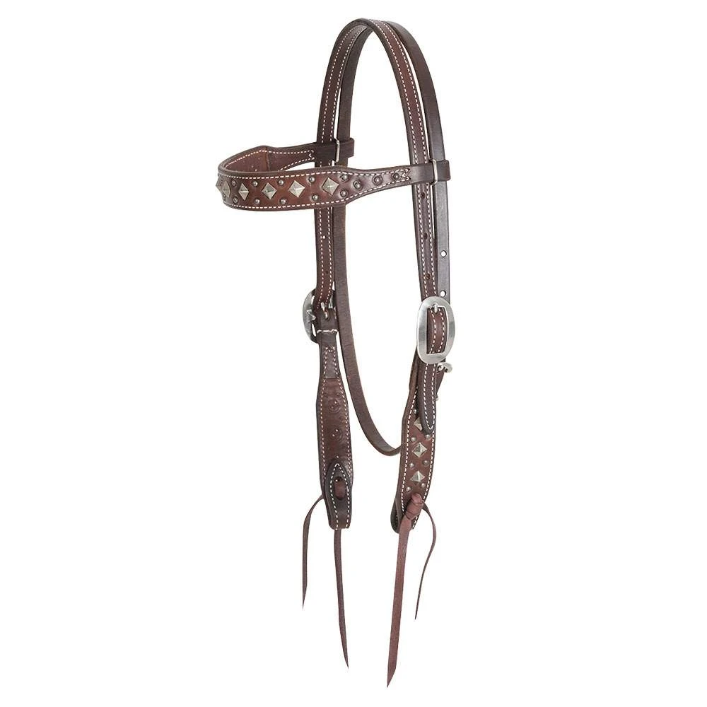Martin Saddlery Chocolate Skirting Browband Headstall W/Pyramid Dots 1 Martin Saddlery Chocolate Skirting Browband Headstall W/Pyramid Dots