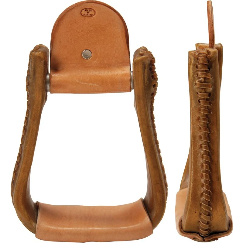 NRS Rawhide Covered Barrel Stirrups 1 NRS Rawhide Covered Barrel Stirrups
