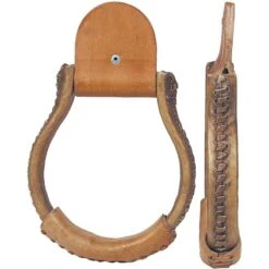 NRS Iron Oxbow Deluxe Rawhide Covered Stirrups
