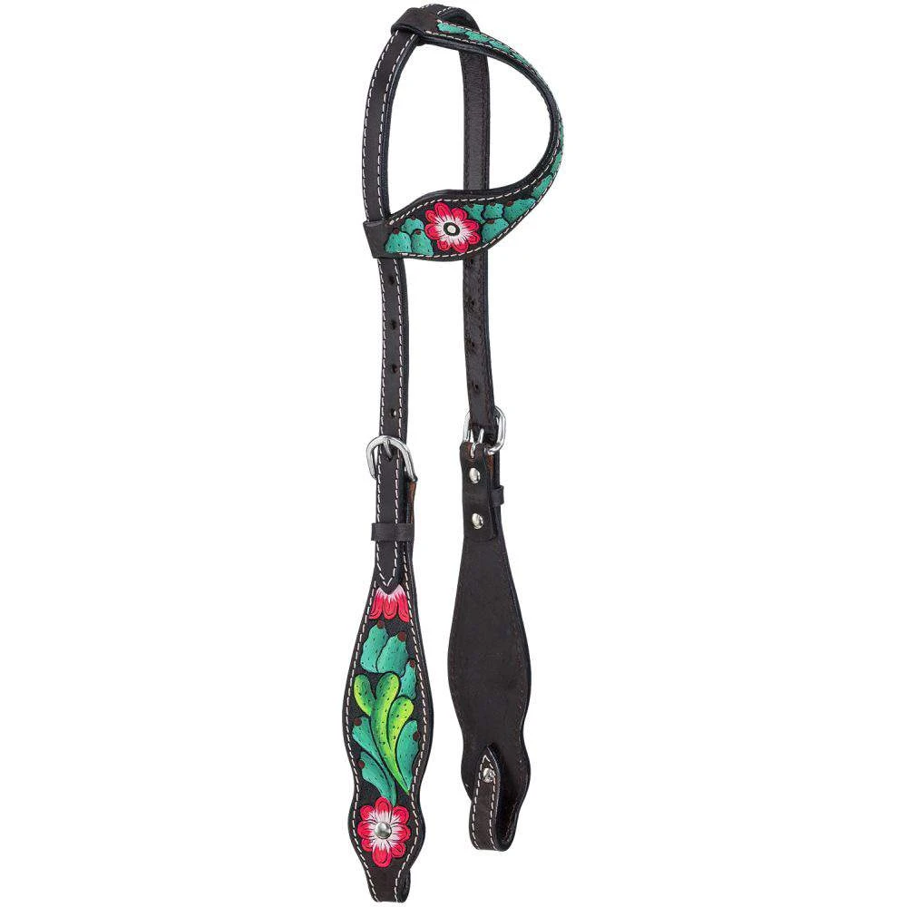 Tough 1 Pink Cactus Flower One Ear Headstall 1 Tough 1 Pink Cactus Flower One Ear Headstall