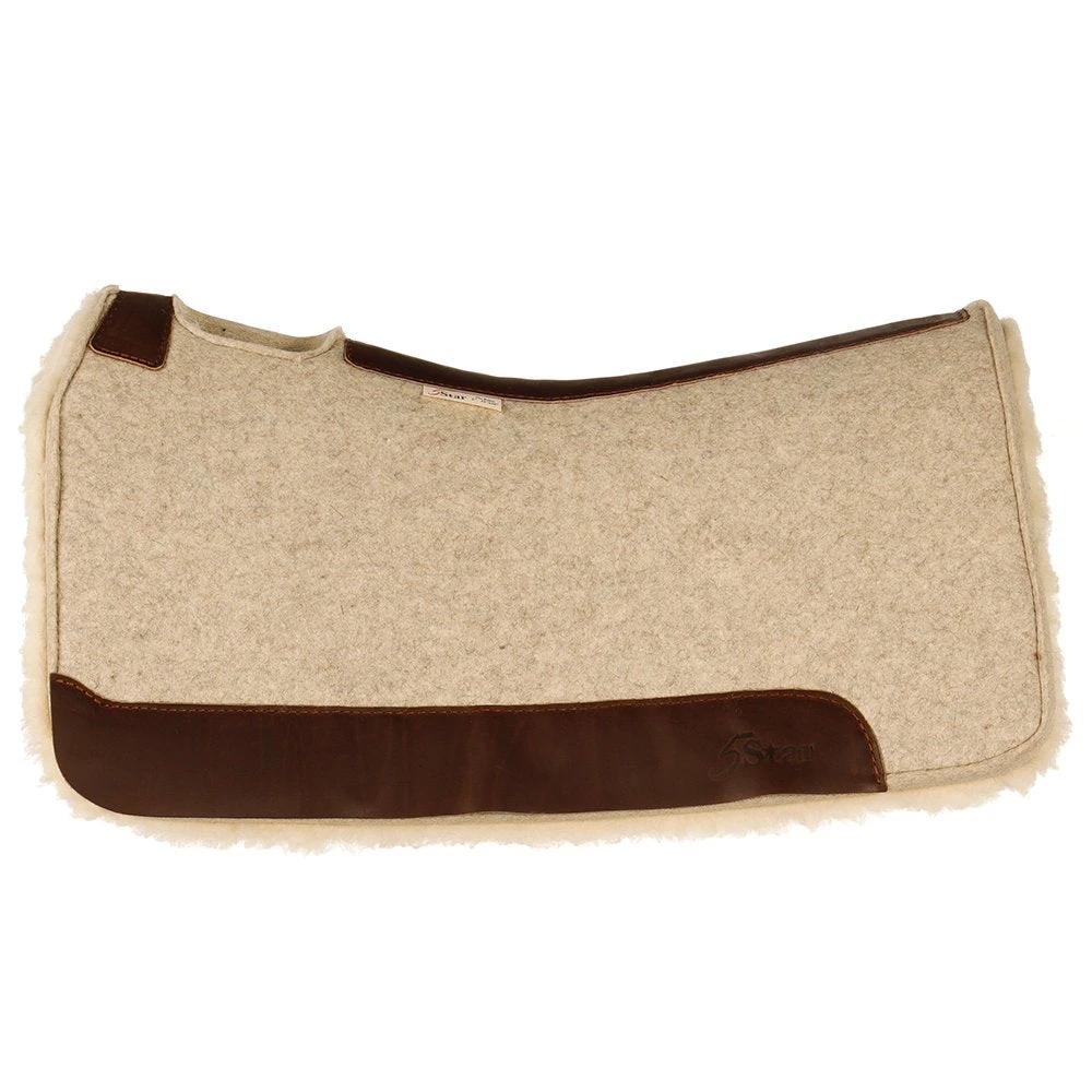 5 Star Equine Products Supplies Inc. 5 The Roper 1 Natural Fleece Bottom Felt Saddle Pad 2 5 Star Equine Products Supplies Inc. 5 The Roper 1 Natural Fleece Bottom Felt Saddle Pad - Image 2