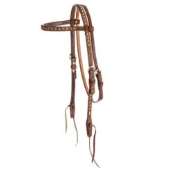 NRS Chocolate Roughtout Browband Headstall W/Tan Buckstitch