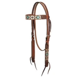 Weaver Leather Turquoise Cross Aztec 5/8in Browband Headstall