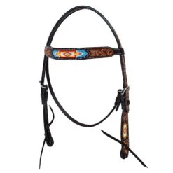 Oxbow Tack Colorado Beaded Tooled Browband Headstall