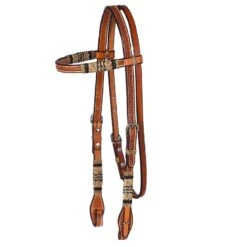 NRS Rawhide Browband Headstall With Quick Change Bit Ends