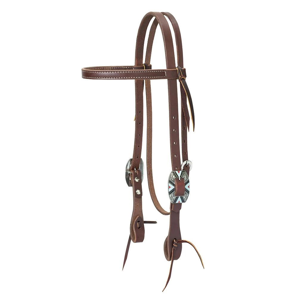 Weaver Leather Browband Headstall W/Southwest Rope Edge Buckle 1 Weaver Leather Browband Headstall W/Southwest Rope Edge Buckle