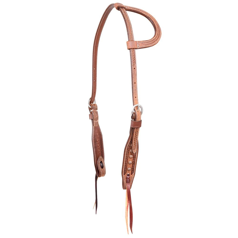 Martin Saddlery Slip Ear Headstall W Rope Tooling And Copper Dots 1 Martin Saddlery Slip Ear Headstall W Rope Tooling And Copper Dots
