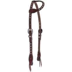 Double J Saddlery Chocolate Roughout Single Ear With Tan Buckstitch Headstall