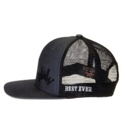 Best Ever Pads Saddle Charcoal Herringbone Black Embroidered Logo Mesh Back Trucker Cap -Western Tack Sales Shop BE GREY 2