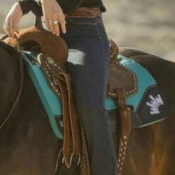 Best Ever Pads Kush 3/4 Inch Turquoise Felt Saddle Pad With Black Wear Leathers -Western Tack Sales Shop KUSH TURQ Life