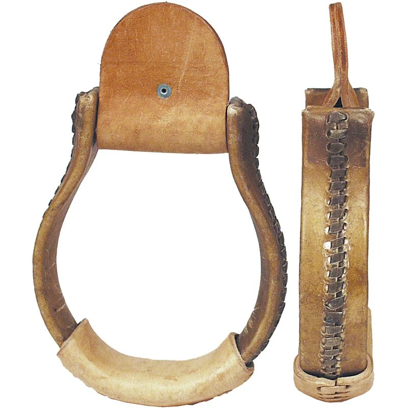 NRS Iron Oxbow Deluxe Rawhide Covered Stirrups 2 NRS Iron Oxbow Deluxe Rawhide Covered Stirrups - Image 2